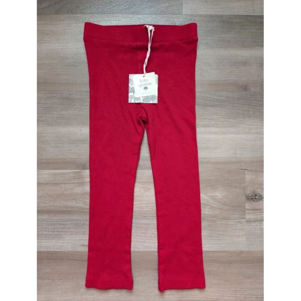 NWT Kate Quinn Red Ribbed Leggings, 4T (U1)